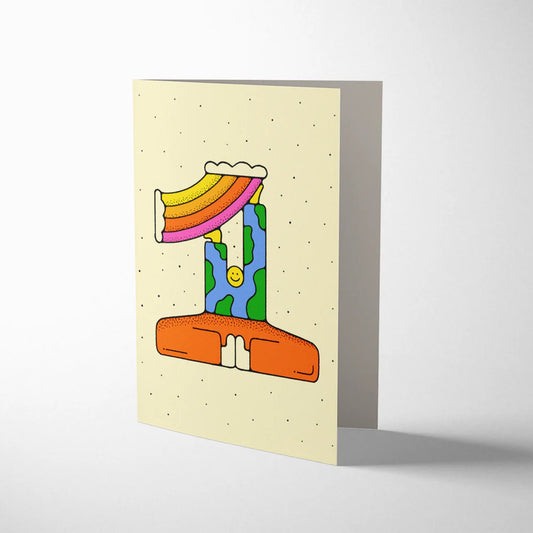 Bailey Crouch Age One Birthday Card with Coral Envelope