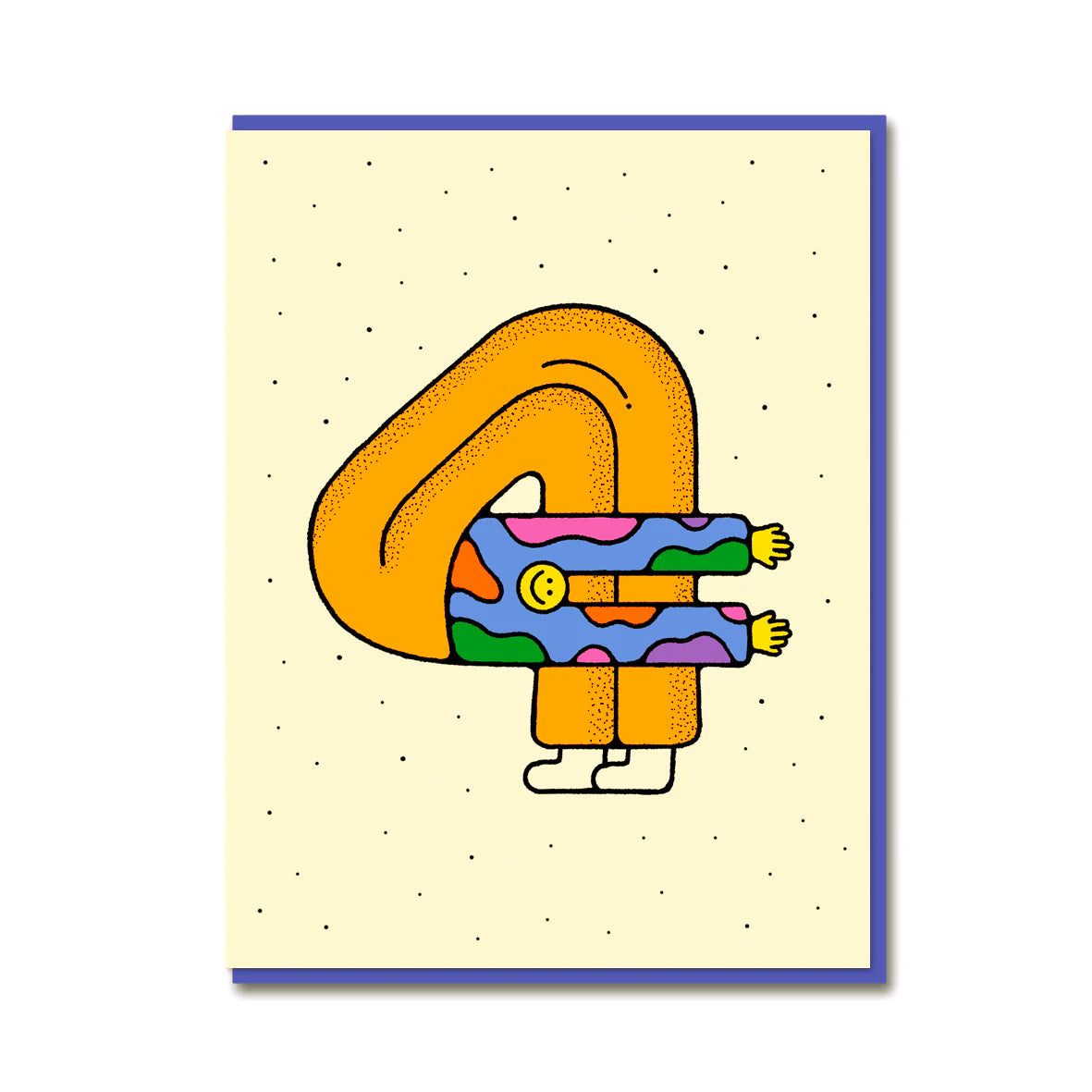Age 4 birthday card by Bailey Crouch, colourful children’s design, litho printed, with a cornflower blue envelope, size 108mm x 140mm.