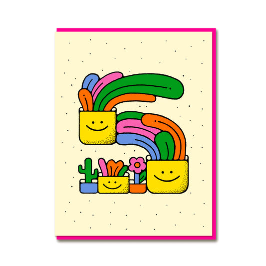 Close up of the colourful details on the Age Five Birthday Card