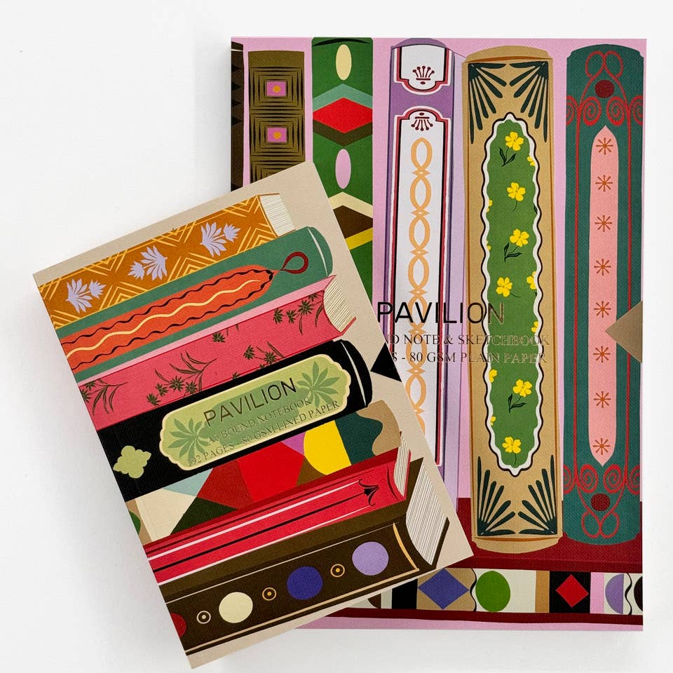 Back View of Library Patterned A6 Notebook