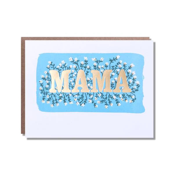 Floral Foil Mama Card with gold foil detail and kraft envelope