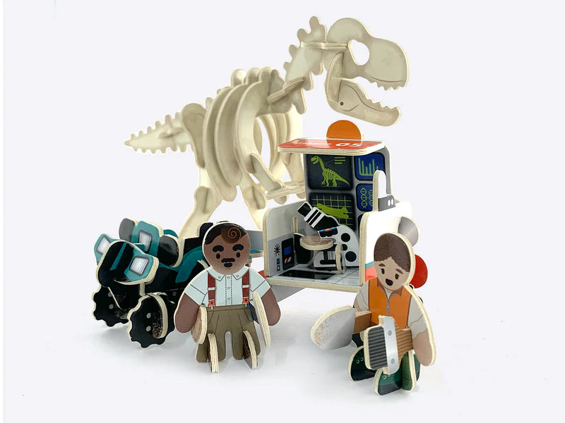 In in partnership with the Natural History Museum, discover the Dino Dig. Build the fossilised bones into a towering dinosaur, and study the finds in the mobile research lab. Contains 2 characters and a quad bike.
Made from our sustainably sourced FSC-certified Playboard, this playset is not only environmentally friendly, but also durable and long-lasting.
Great for engineering skills and storytelling