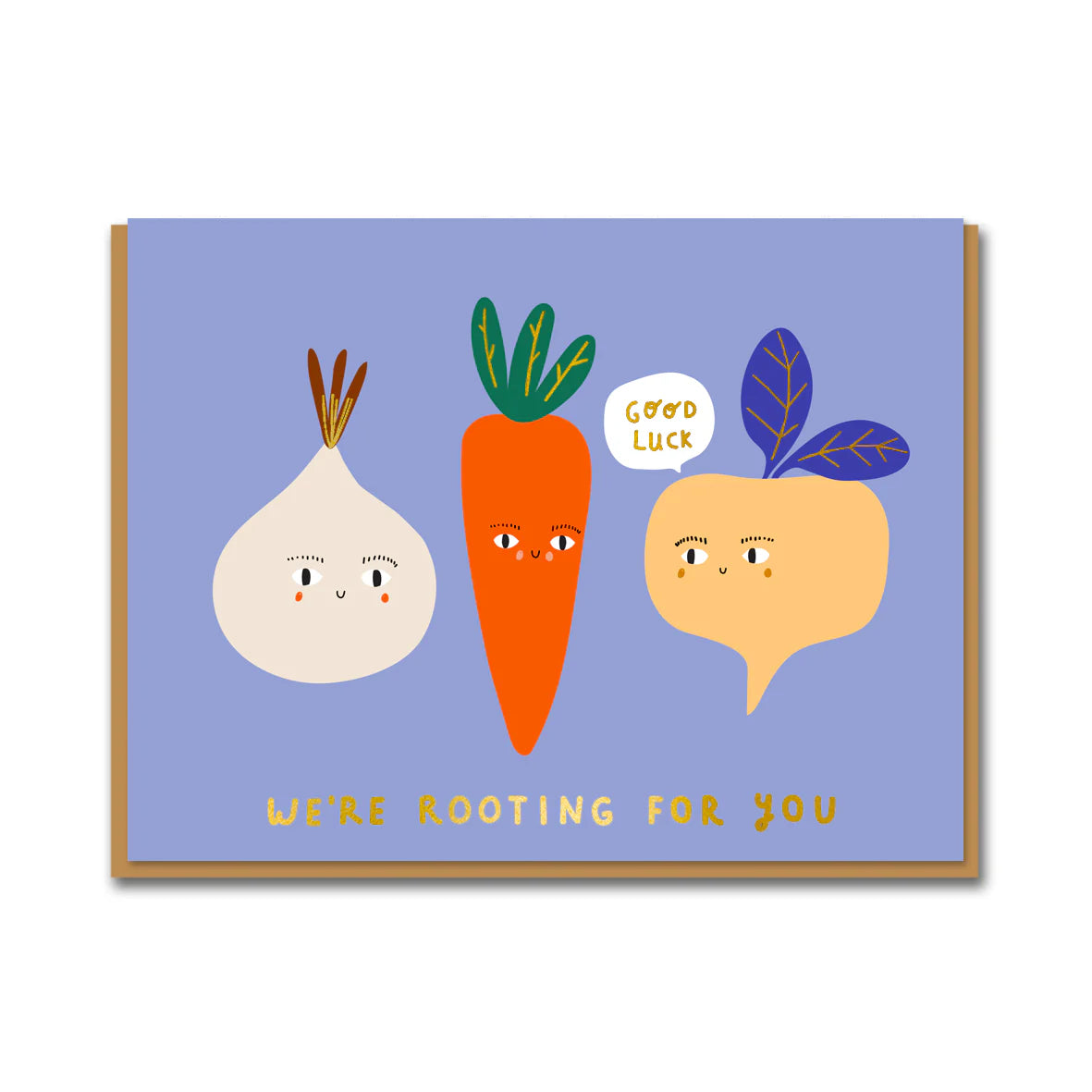We're Rooting For You Good Luck Card by Aless Baylis with gold foil detailing