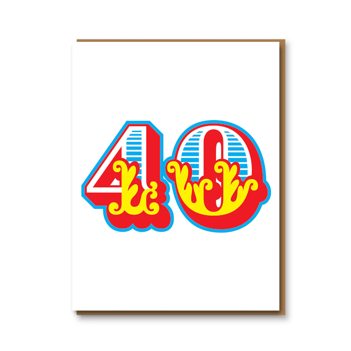 Vintage circus Big Top 40th birthday card, featuring a hot foil pressed 1973 illustration on white card, paired with a kraft envelope. Perfect for milestone celebrations.