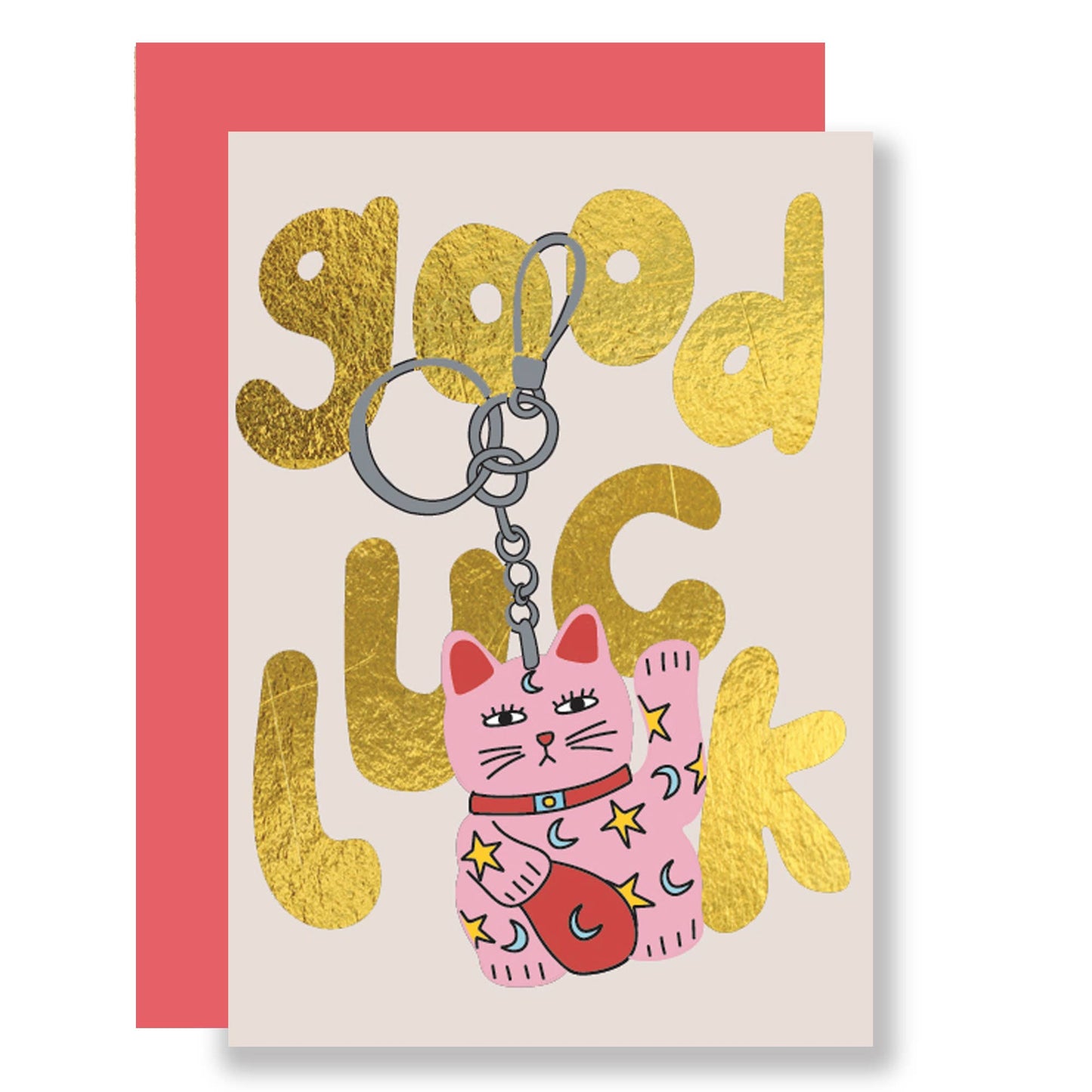 MINI good luck greeting card, gold foil card