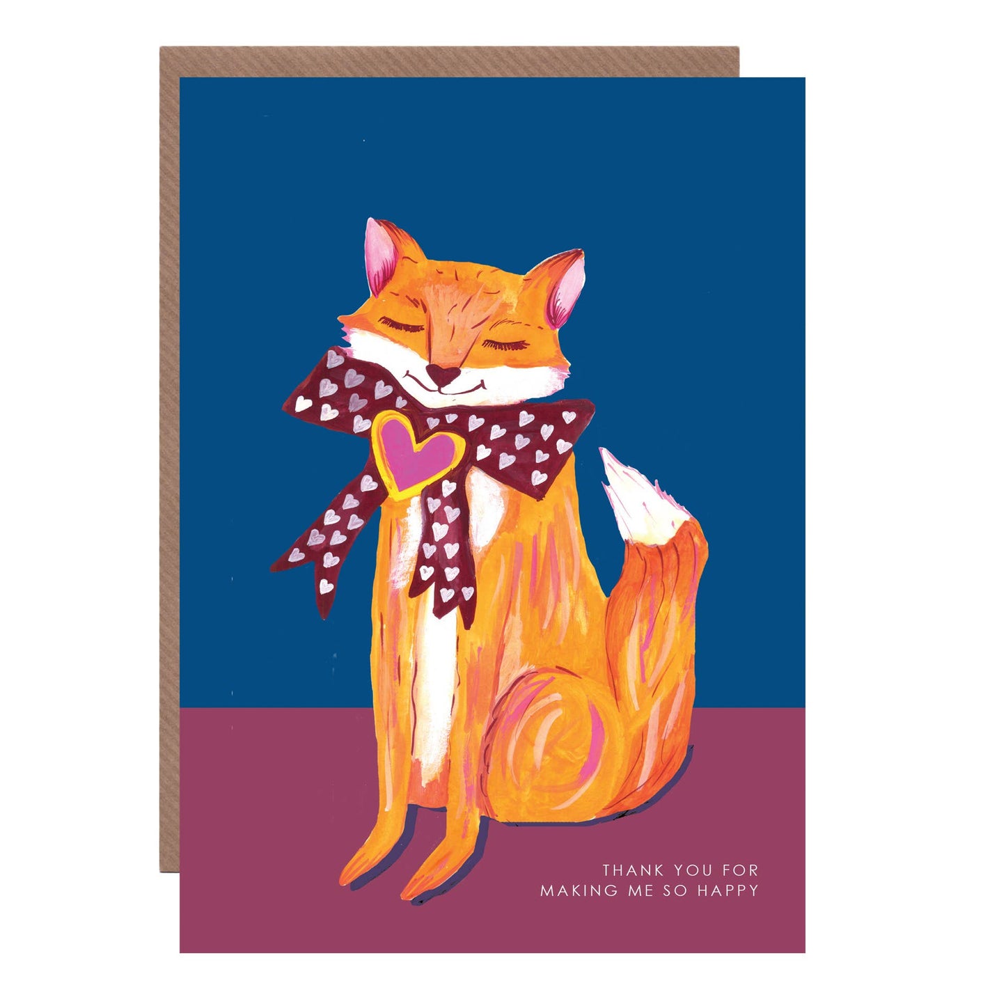 'Fox with Heart Bow' Greetings Card