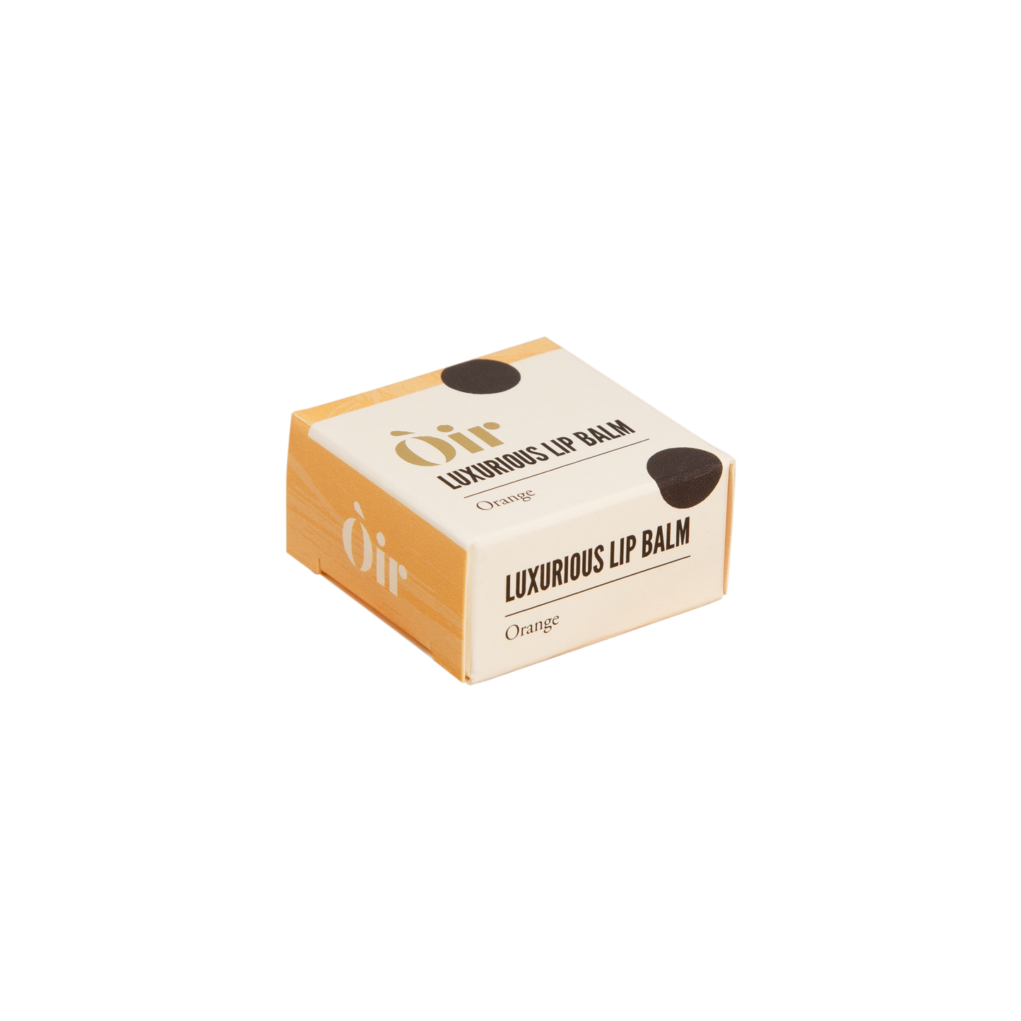 Oir vegan orange lip balm with cocoa butter, vanilla, and essential oils, plastic-free packaging, 10g
