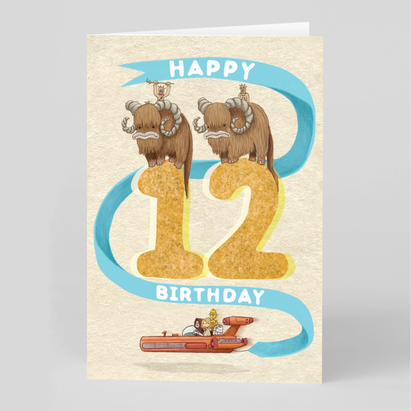 Happy 12th Birthday. Featuring an illustrated characters from Star Wars.