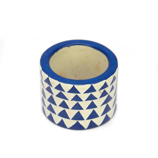 Hand Carved Blue Triangle Soapstone Napkin Ring from Kenya
