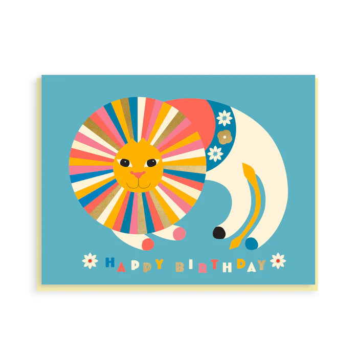 Bureau Alice Birthday Lion Greeting Card with cream envelope