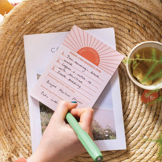 Eco-friendly A6 gratitude notepad made from recycled paper