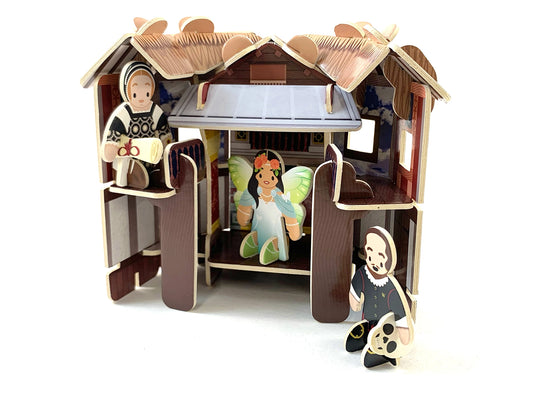 Kids playing with Play Press Globe Theatre, sustainably sourced toy