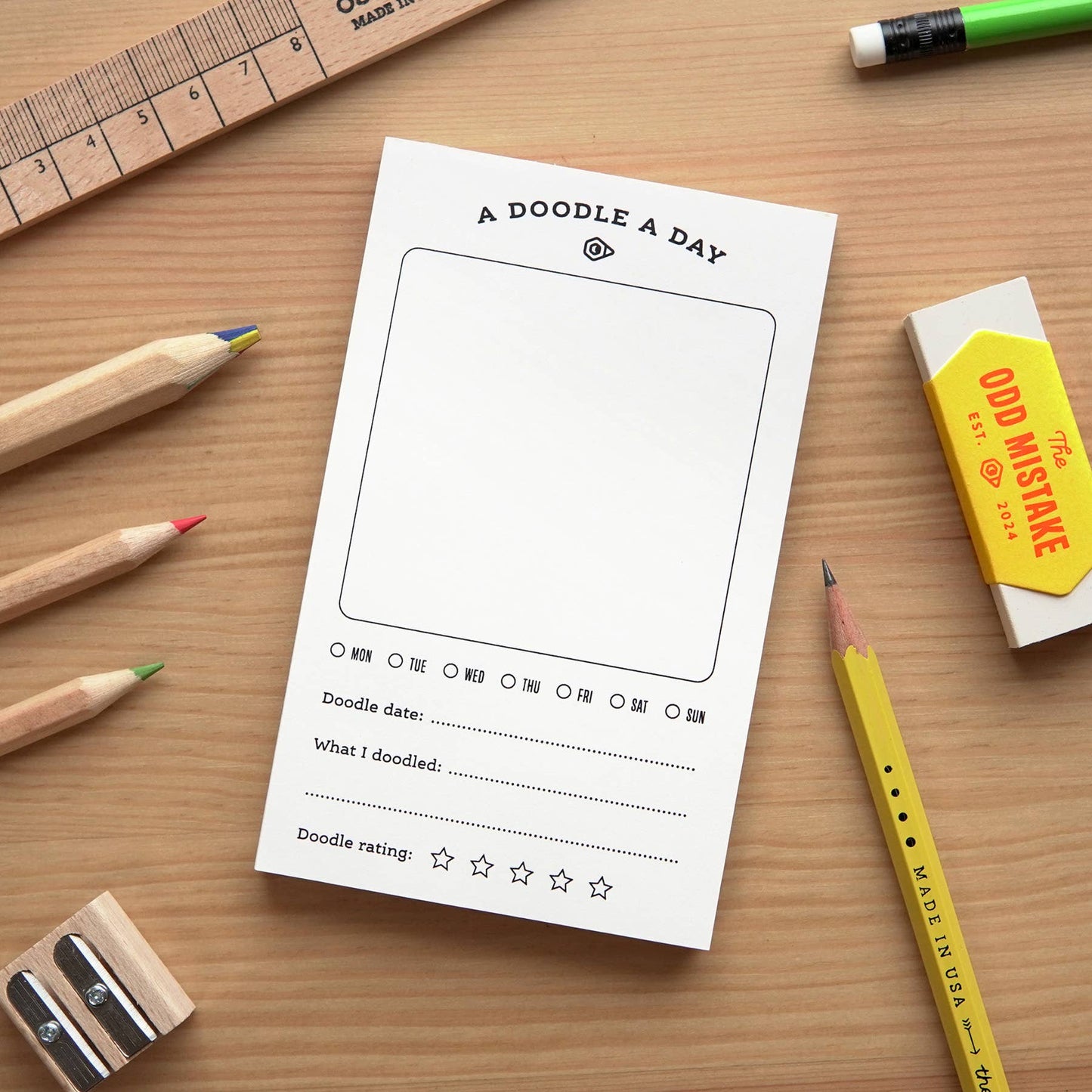 Minimalist desktop art pad for mindful daily sketching