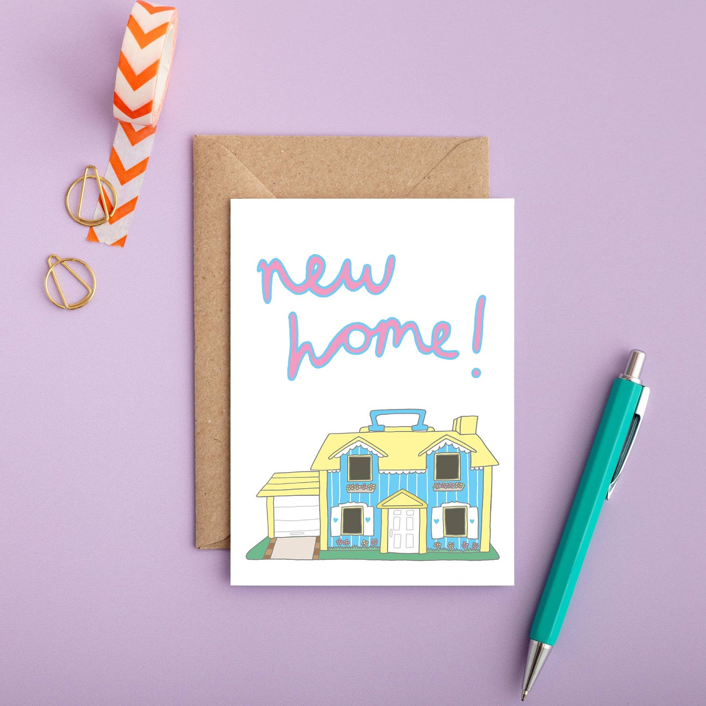 Close-up of sustainably sourced 300gsm card stock with vintage dollhouse illustration