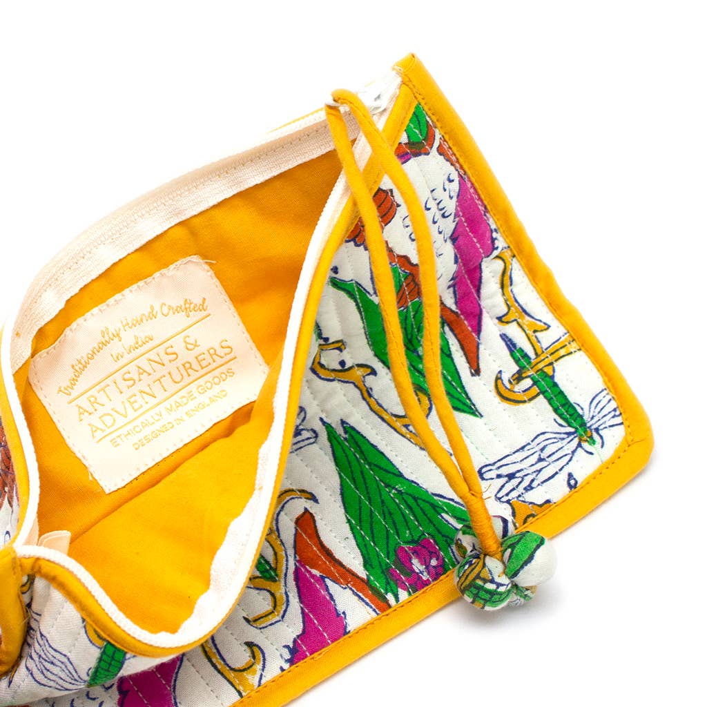 Indian Block Printed Pouches 'Kingfisher'