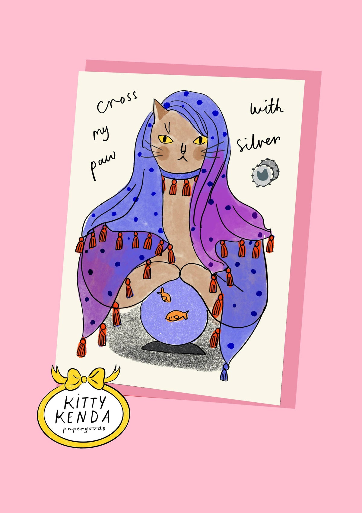 Fortune Teller Cat Halloween Greeting Card