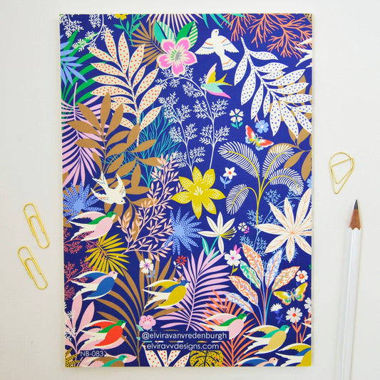 Open Wonderland Blue A5 notebook showing blank 120gsm pages