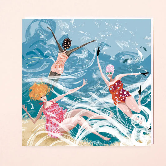 Sustainably sourced wild swimming greeting card with envelope