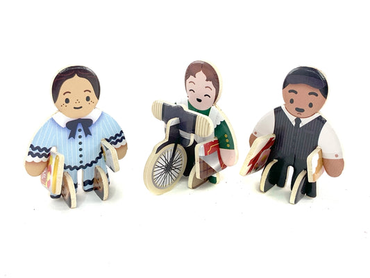 Detailed view of the UK-made Edwardian Sweet Shop Playset, showing characters and sweet arrangements