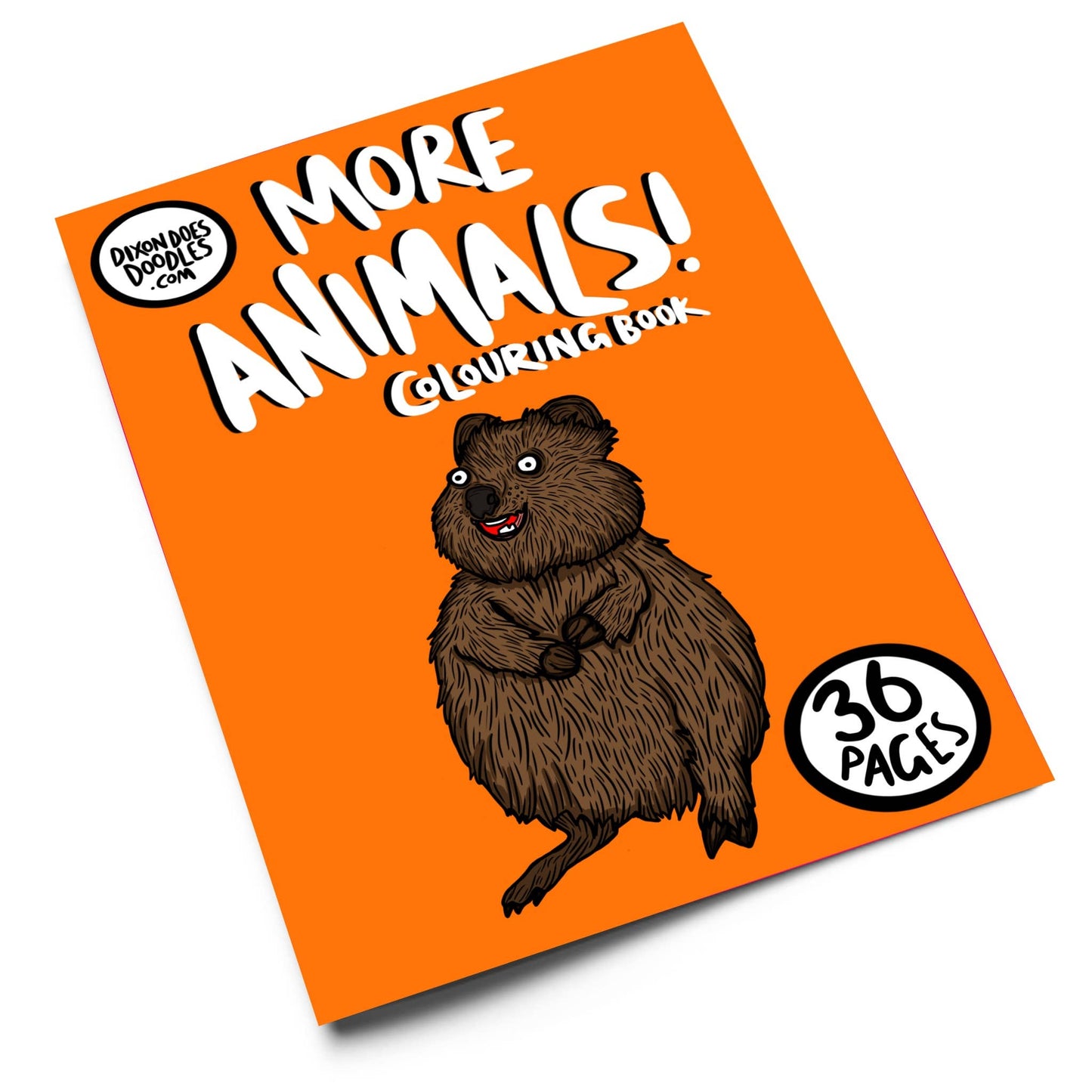 More Animals! Colouring Book by Dixon Does Doodles – A5, 36 pages, 80+ labelled animals, eco-friendly and recyclable.