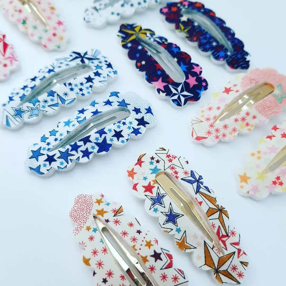 Liberty of London Adelajda fabric hair clips in six colourways by The Blossom Tree House