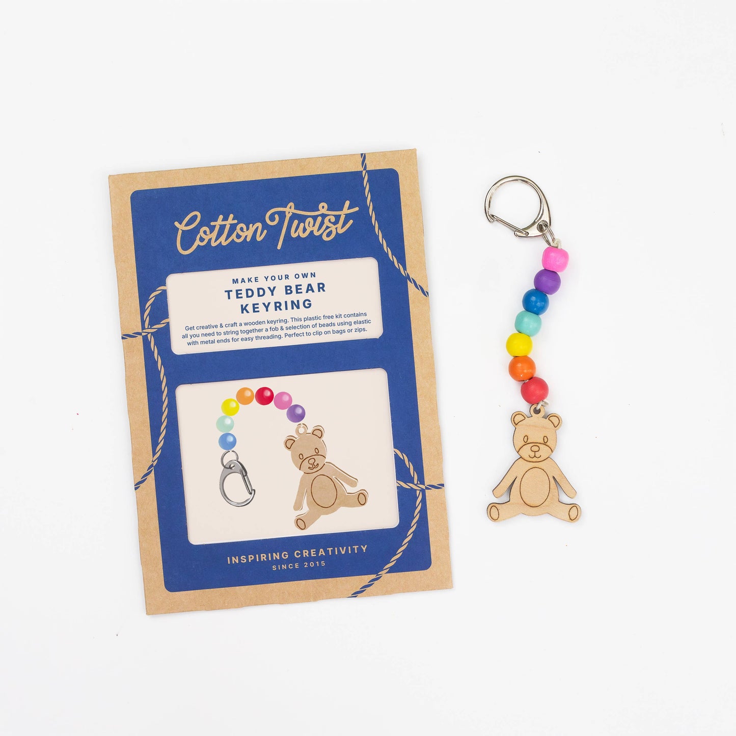 Instruction card for teddy bear keyring craft kit