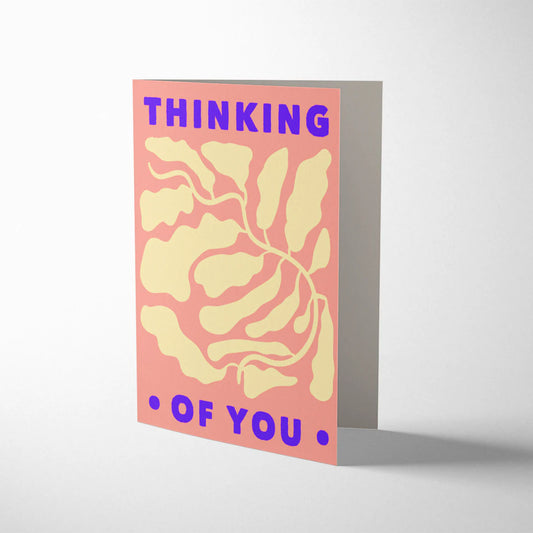 Hoya Thinking of You greeting card with delicate botanical design, litho printed on sustainably sourced paper, includes lavender envelope. Size 108mm x 140mm.