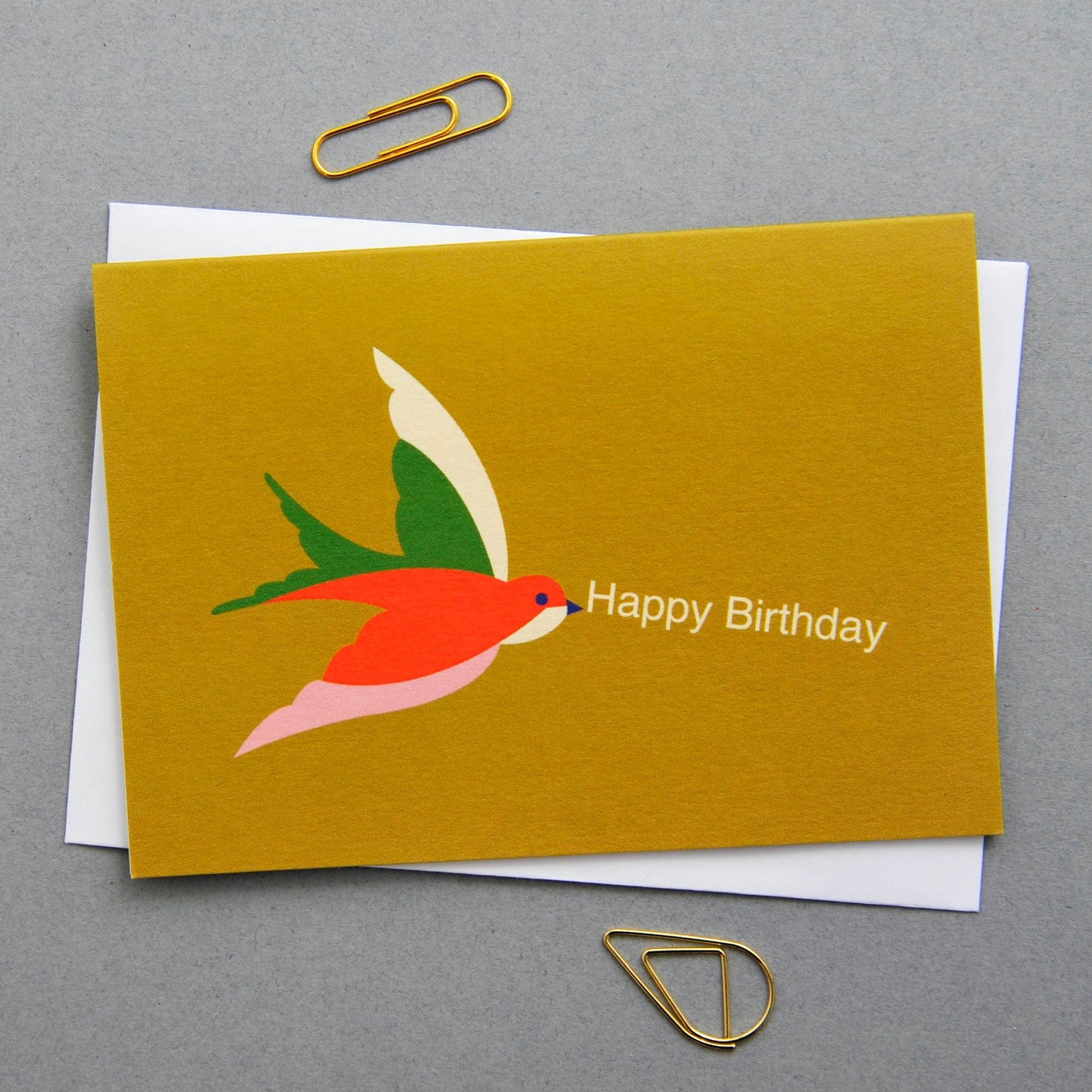 Happy Birthday Bird Notecard Gift Set, showing ribbon detail and card stack