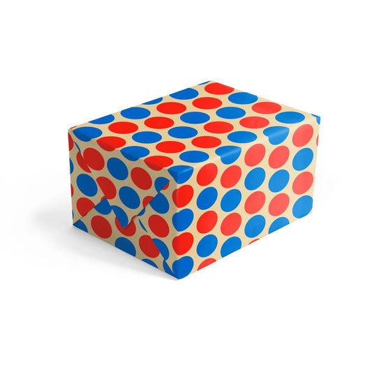 Grafika Spots gift wrap by 1973, colourful bold geometric patterns on sustainably sourced paper, 3 sheets on a roll, size 500mm x 700mm.