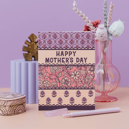 Close up of Jaipur Bloom Mother's Day Card illustration