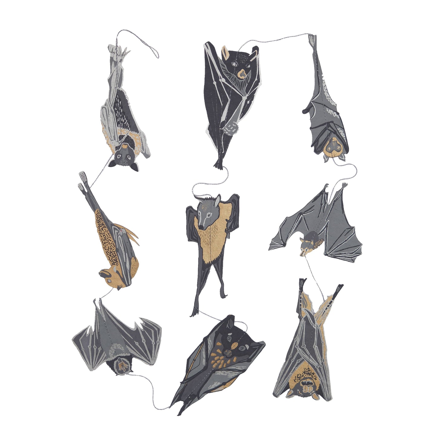 Full View of 2-Metre Bats Vertical Garland