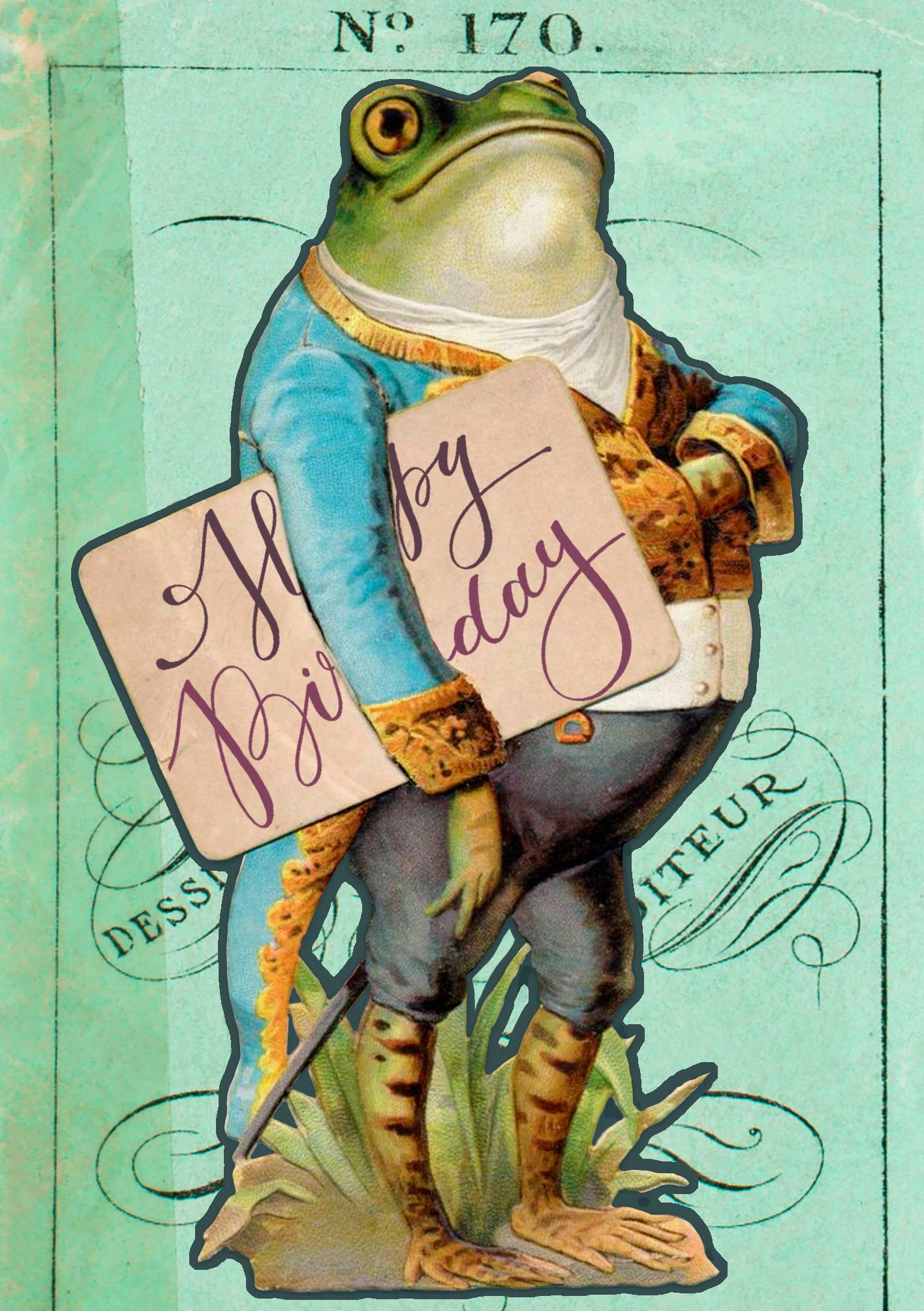 Mr Frog Birthday Card with ivory envelope and recyclable sleeve, blank inside