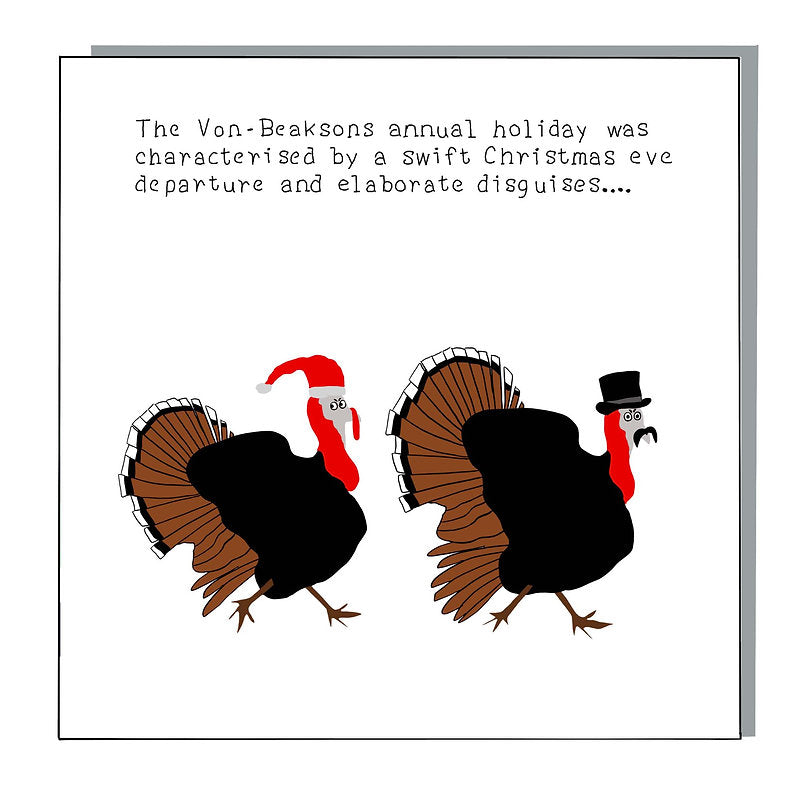 Von Beaksons Funny Turkey Christmas Card with Eco-Friendly Envelope