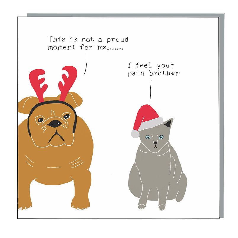 Funny Christmas Antlers Dog & Cat Greeting Card | Sustainable Eco-Friendly