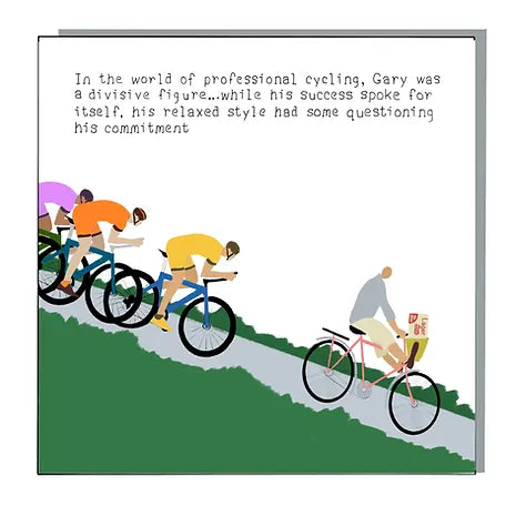 Eco-friendly Gary Cycling Card with recycled envelope and biodegradable sleeve