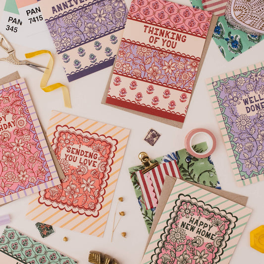 Eco-friendly 'Thinking Of You' greeting card, 5x7 inch, with premium matt finish and kraft envelope