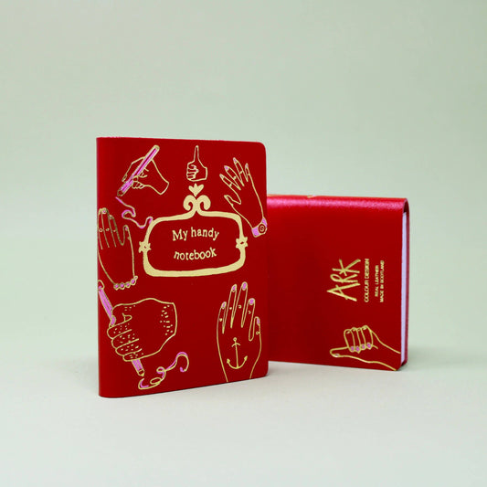 Red Scottish Midi Leather Journal, 'My handy cookbook' Gold Embossed