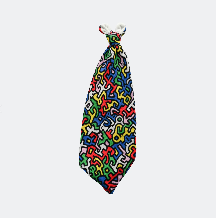Etta Loves sensory baby comforter featuring Keith Haring ‘Brazil’ print, made from organic cotton with plush ears, 25x35cm, designed for visual stimulation.