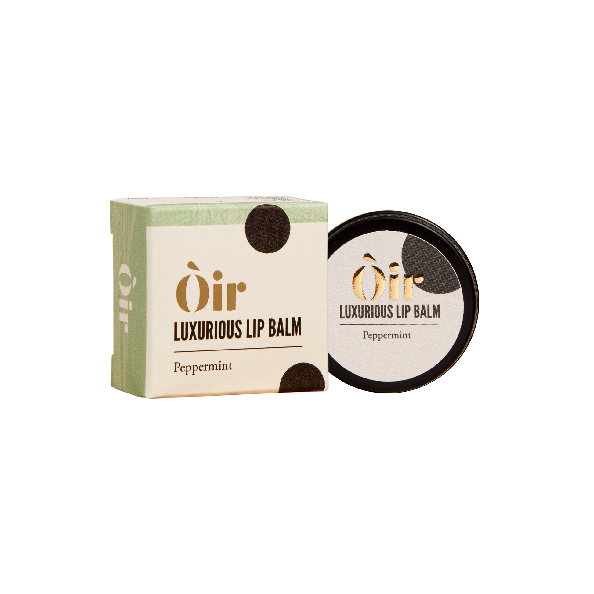 Eco-friendly peppermint lip balm with hint of cocoa and vanilla, plastic-free packaging