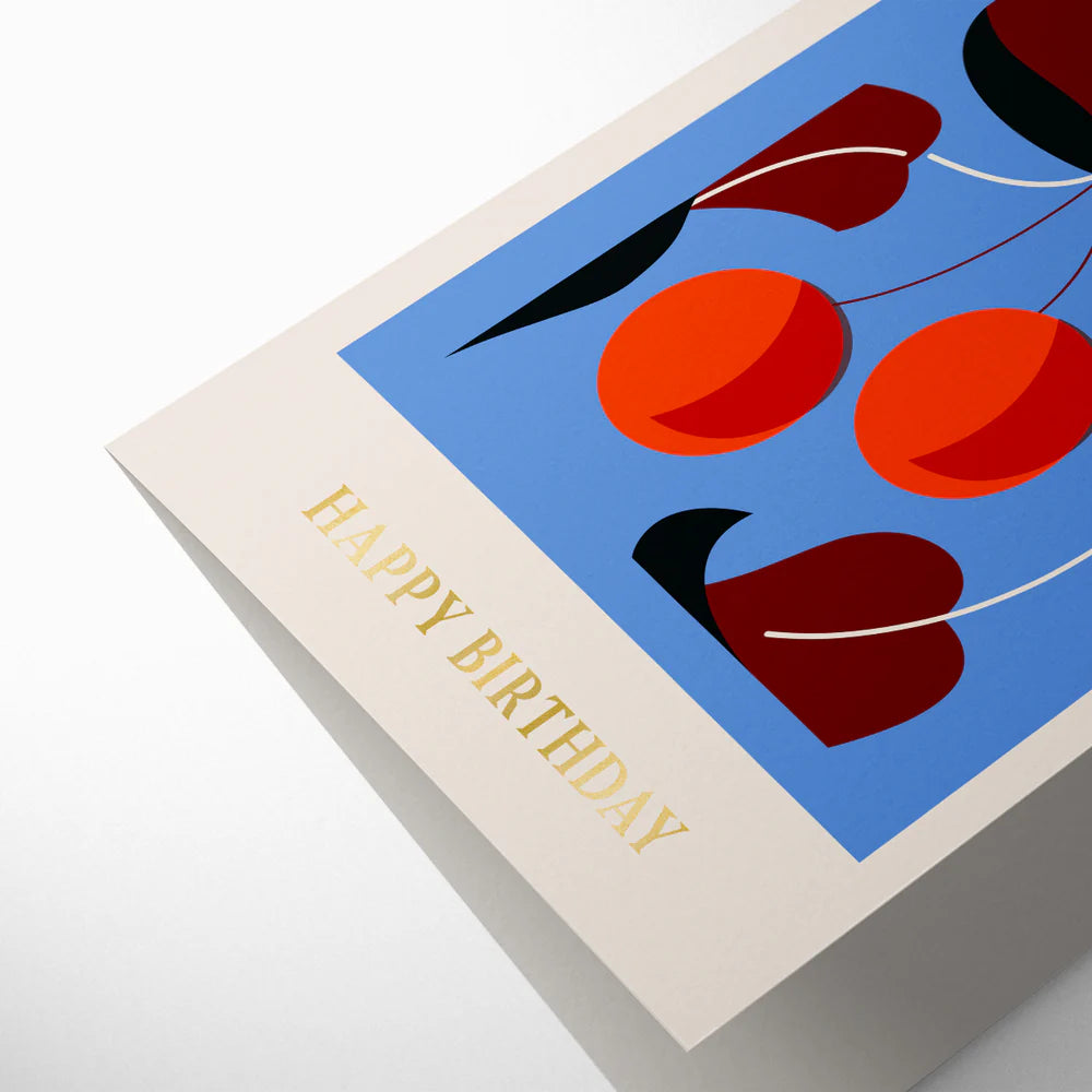 Darling Clementine Cherry Birthday Card (108x140mm) with cream envelope, eco-conscious