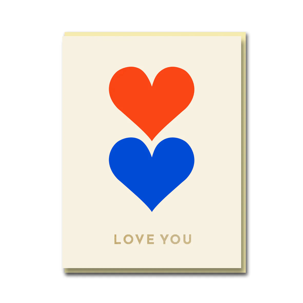 Sparkle & Spin Love You Hearts greeting card by Darling Clementine, litho printed on indigo board with gold foil details, cream envelope, size 108mm x 140mm.