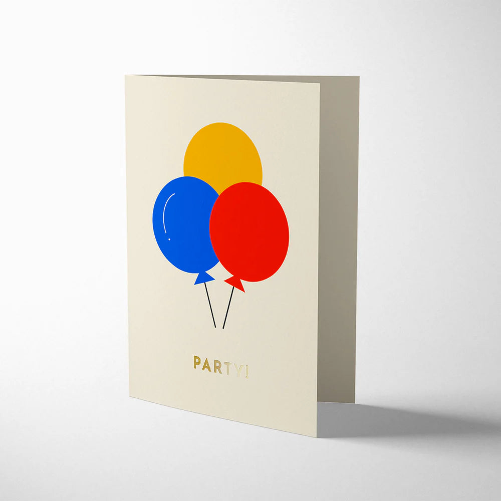 Darling Clementine colourful balloon birthday card with cream envelope