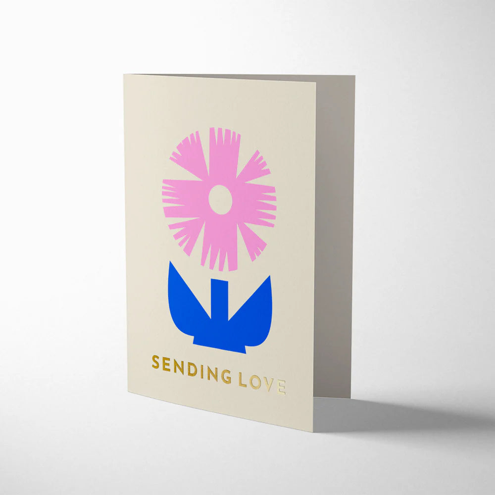 Minimalist flower greeting card with cream envelope