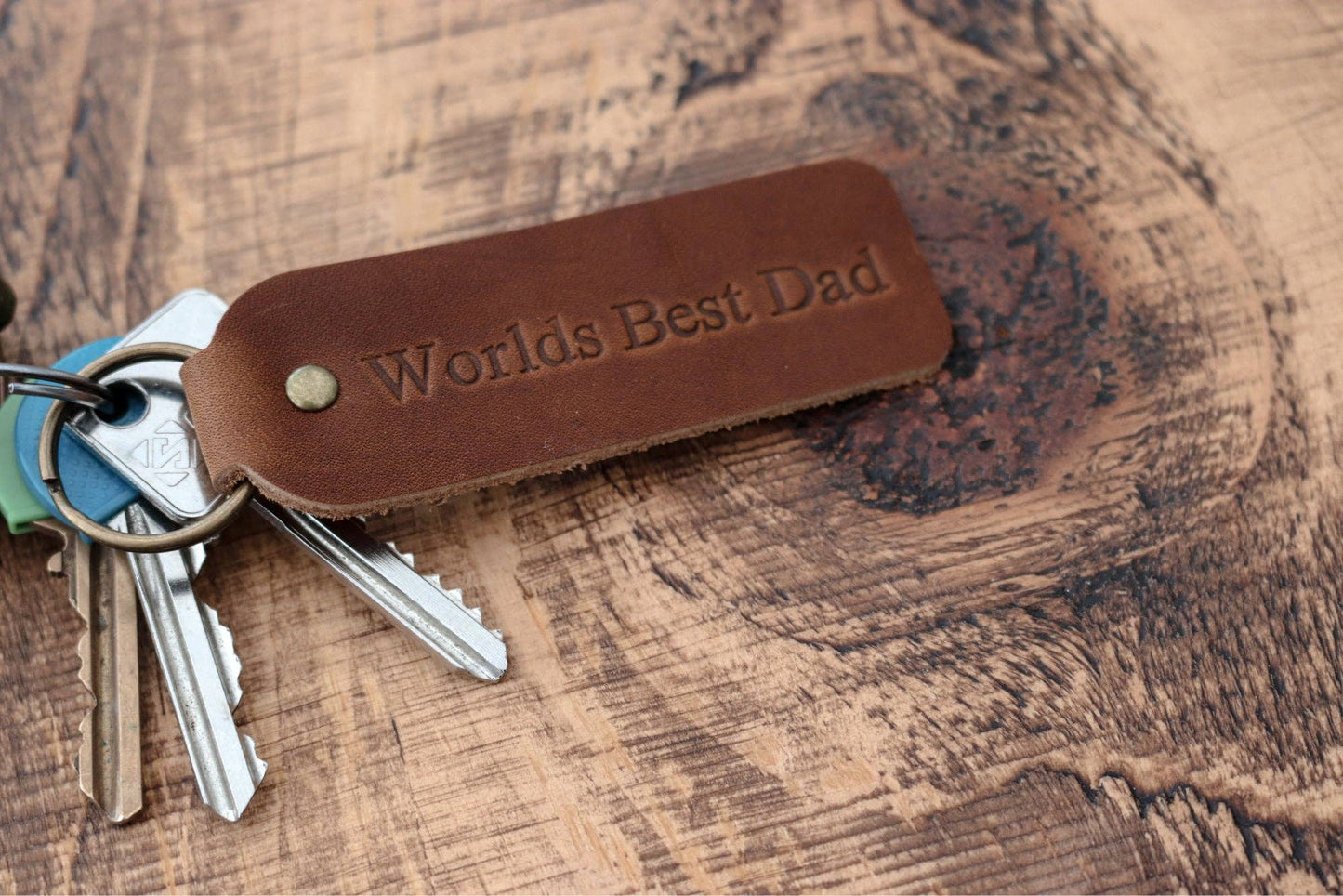 World's Best Dad Leather Handmade Keyrings