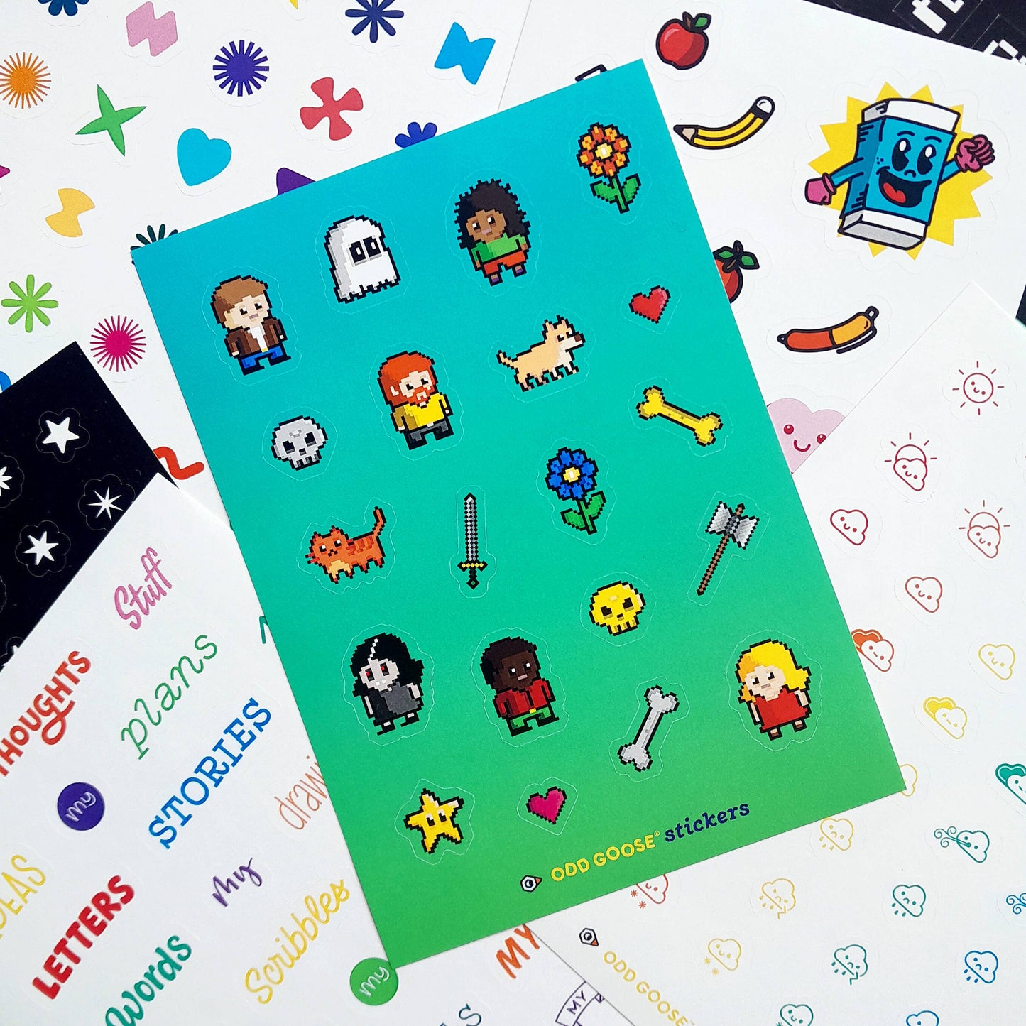 Eco-friendly packaging for Pixel Quest paper stickers