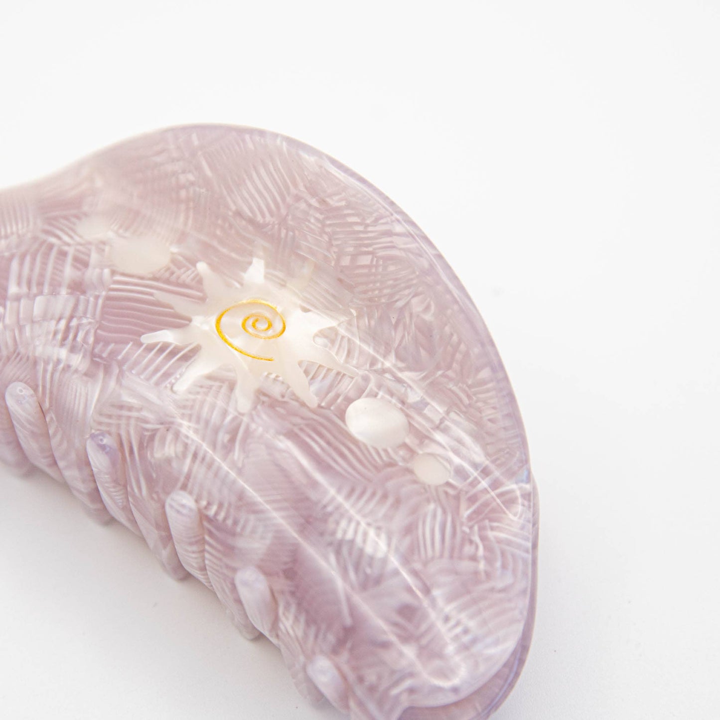 Sol Swirl Hair Claw Clip by Pepper You – Medium gold engraved sustainable hair accessory, eco-friendly and ethically made.