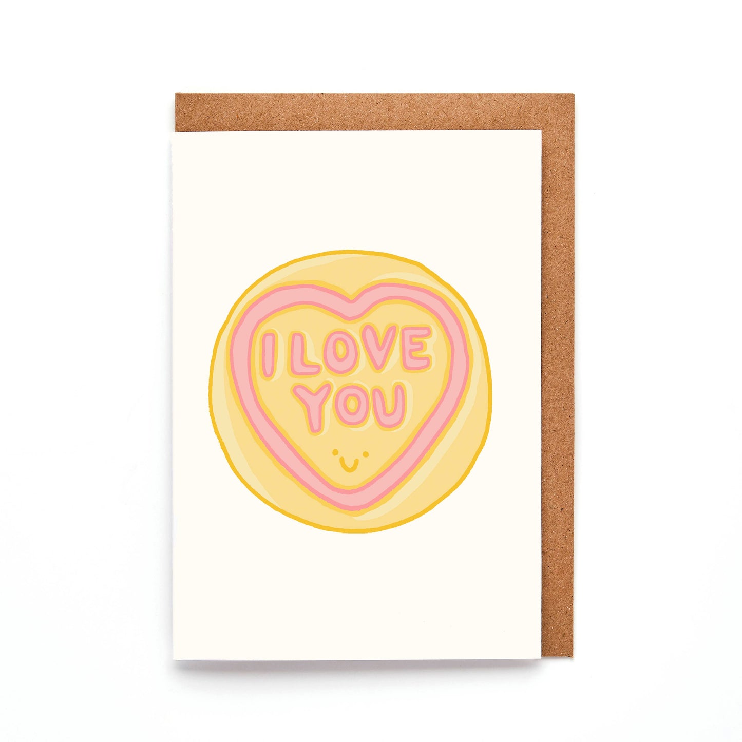 Retro style Love Heart mini card with Kraft envelope