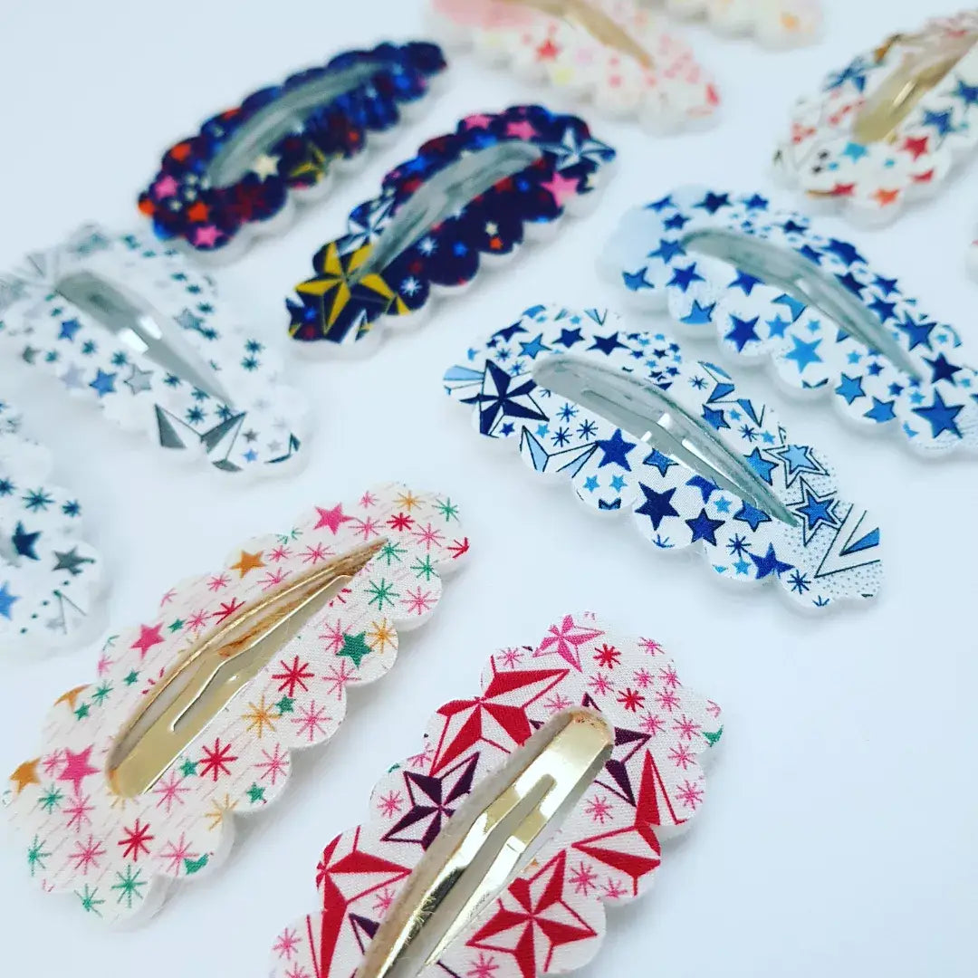 Liberty of London Adelajda fabric hair clips in six colourways by The Blossom Tree House