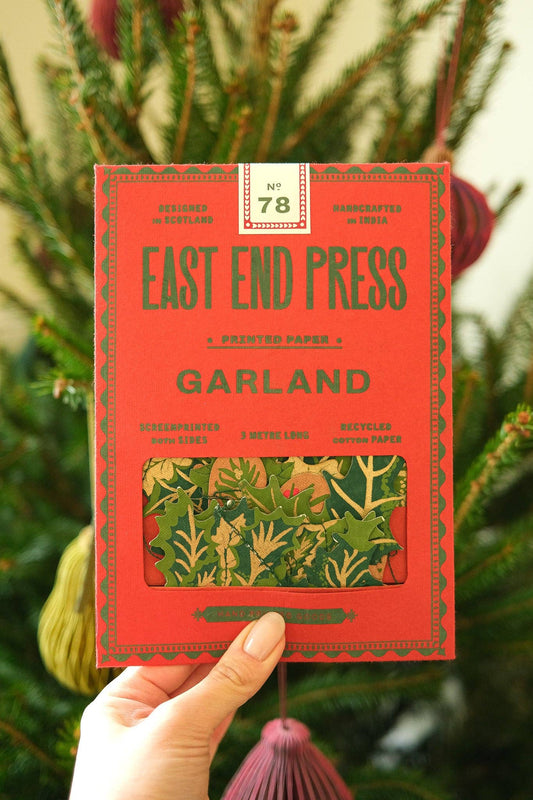 Holly & Ivy Garland by East End Press, Recycled Paper Christmas Decor