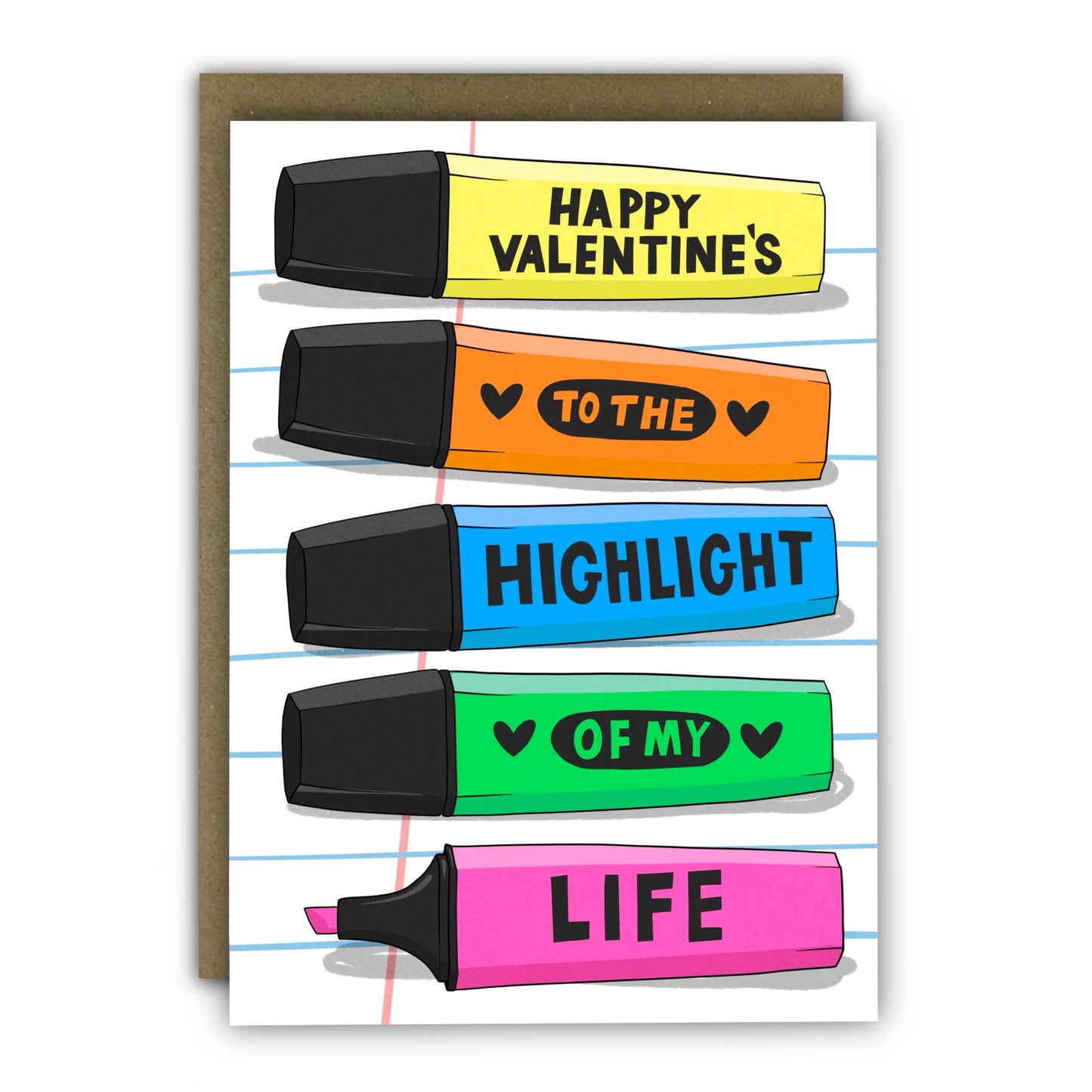 Funny highlighter joke Valentine's Day card front